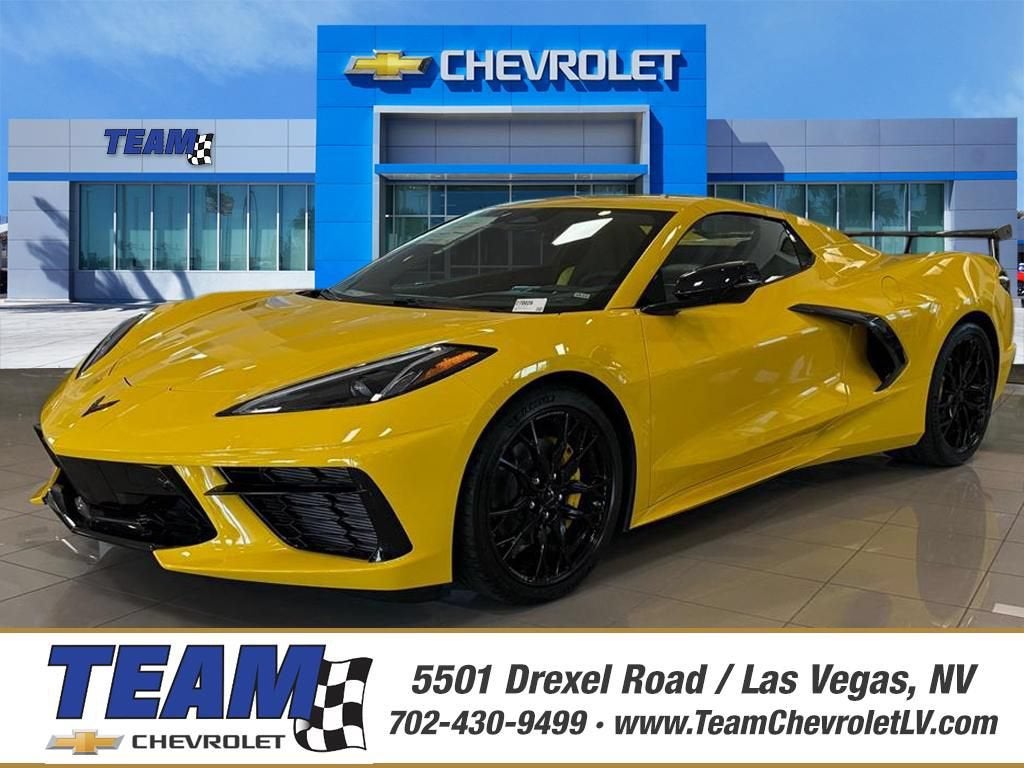2027 Chevrolet Corvette Stingray 2LT in Competition Yellow Tintcoat Metallic — front three-quarter view