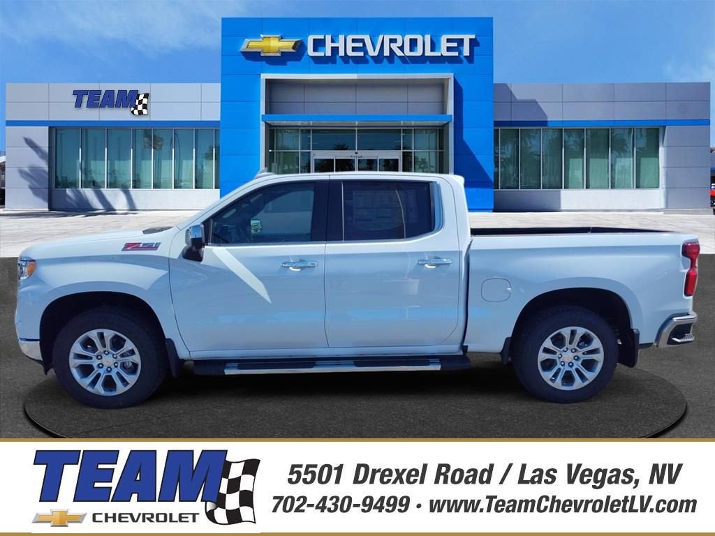 2026 Chevrolet Silverado 1500 LTZ in Polar White Tricoat — front three-quarter view