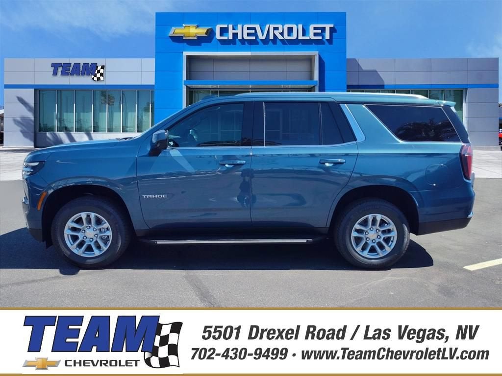 2026 Chevrolet Tahoe LS in Lakeshore Blue Metallic — front three-quarter view