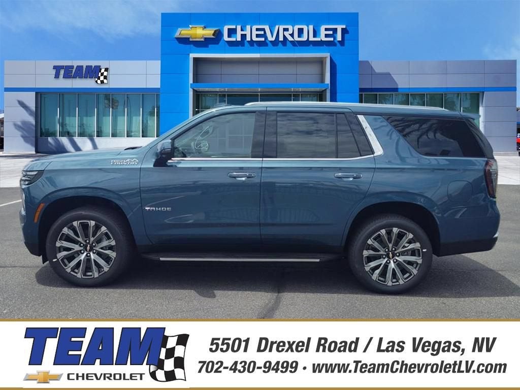 2026 Chevrolet Tahoe High Country in Lakeshore Blue Metallic — front three-quarter view