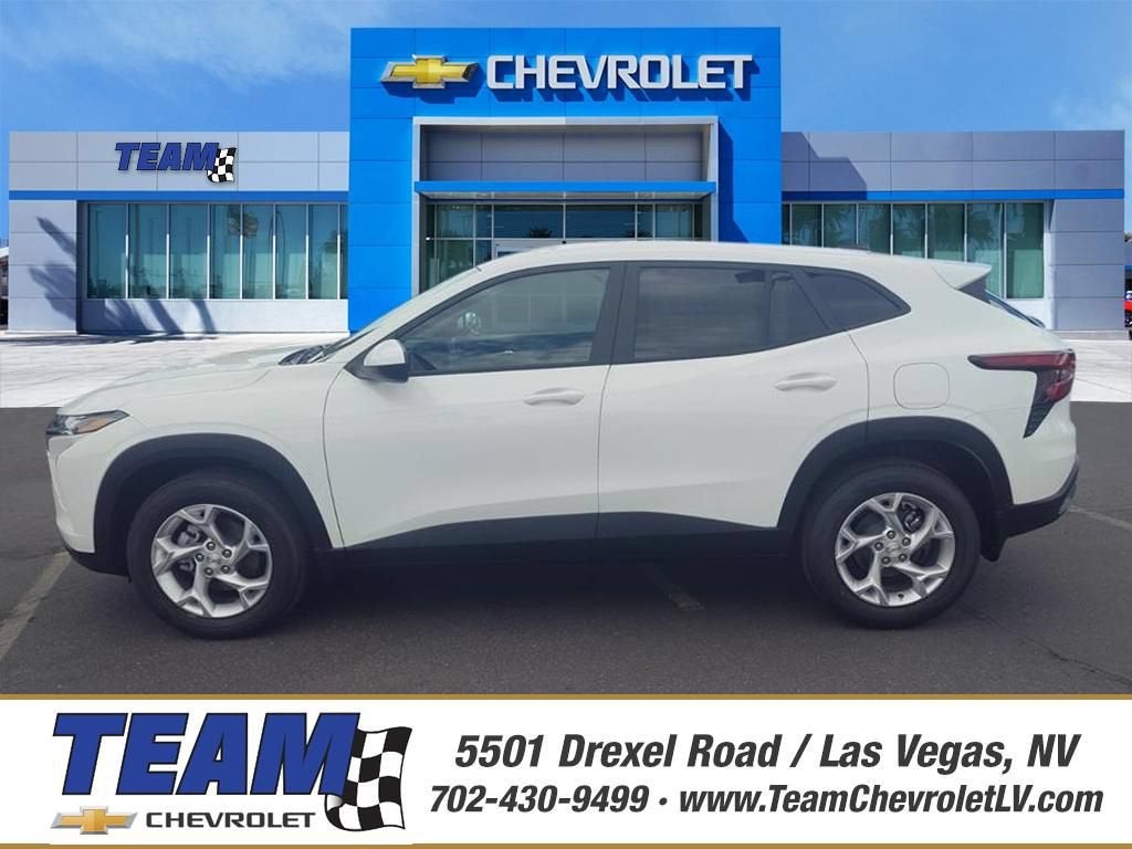 2026 Chevrolet Trax LS in Summit White — front three-quarter view