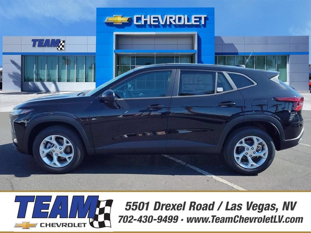 2026 Chevrolet Trax LS in Mosaic Black Metallic — front three-quarter view