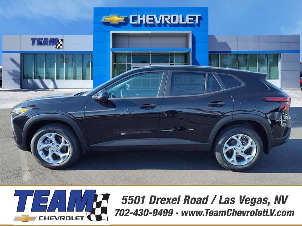 2026 Chevrolet Trax LS in Mosaic Black Metallic — front three-quarter view